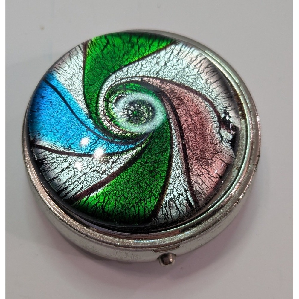 Pill Box Unisex OS Multicolor Good Dichroic Glass Spiral Art Swirl
